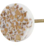 Kastknop Terrazzo Bruin Mosterd Geel