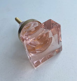 Kastknop Glas Vierkant Roze