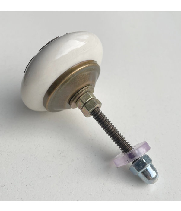 Kastknop Porselein Creme Antiek Filigrein