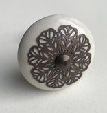 Kastknop Porselein Wit Antiek Filigrein