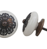 Kastknop Porselein Wit Antiek Filigrein