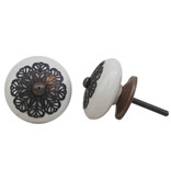 Kastknop Porselein Creme Antiek Filigrein