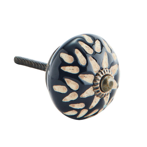 Kastknop Boho Zwart Bruin Druppel