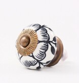 Kastknop Wit Zwart Bloem