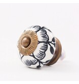 Kastknop Wit Zwart Bloem