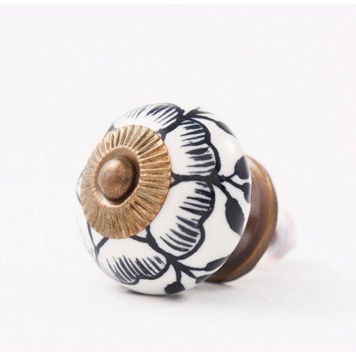 Kastknop Wit Zwart Bloem