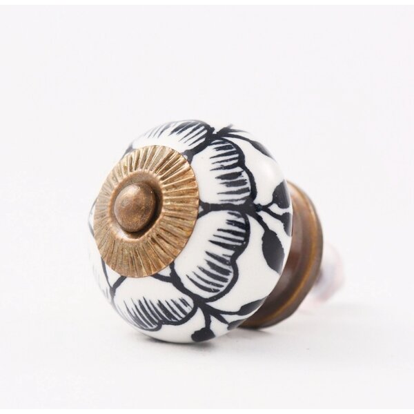 Kastknop Wit Zwart Bloem
