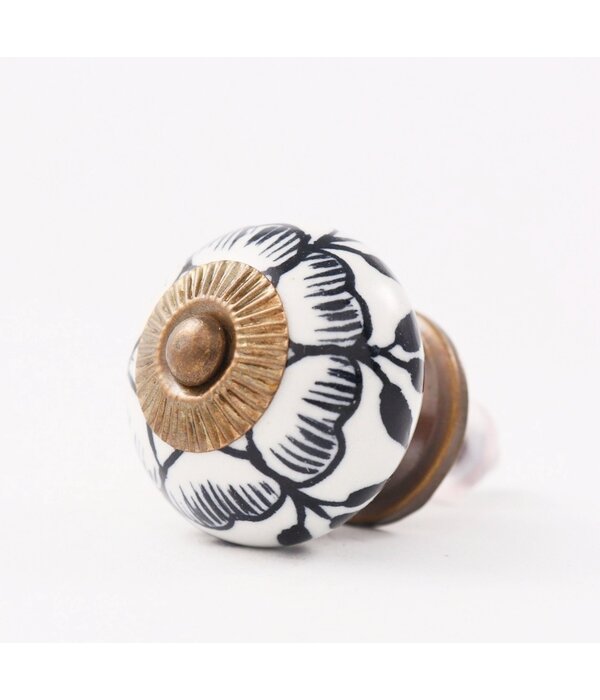 Kastknop Wit Zwart Bloem