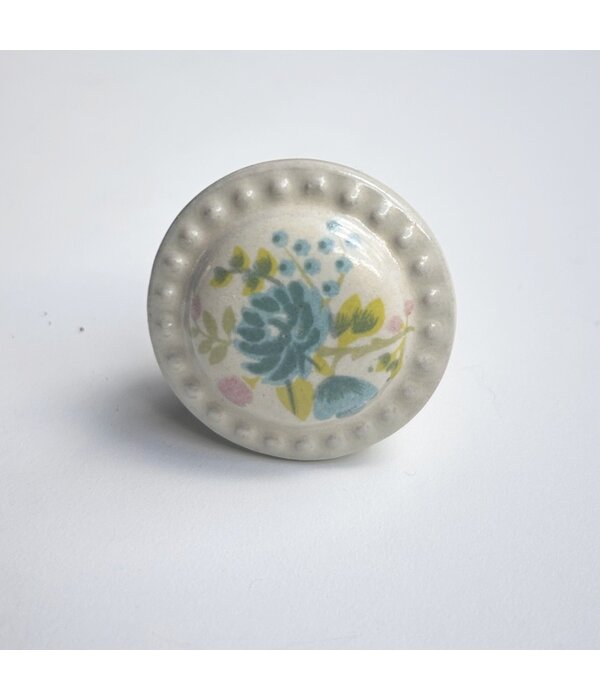 Kastknop Bloemen Blauw Roze Creme