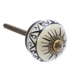 Madam Stoltz Kastknop Creme Streepjes Zwart Goud Boho