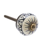 Madam Stoltz Kastknop Creme Streepjes Zwart Goud Boho