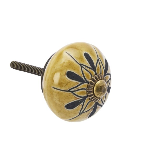 Madam Stoltz Kastknop Bruin Oker Mosterd Bloem