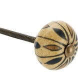 Madam Stoltz Kastknop Retro Bloem Zwart Bruin