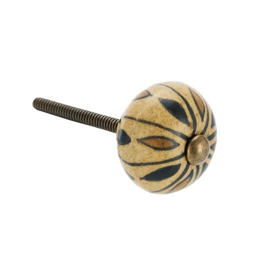 Madam Stoltz Kastknop Retro Bloem Zwart Bruin