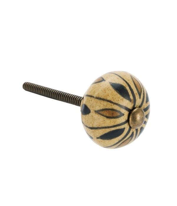 Madam Stoltz Kastknop Retro Bloem Zwart Bruin
