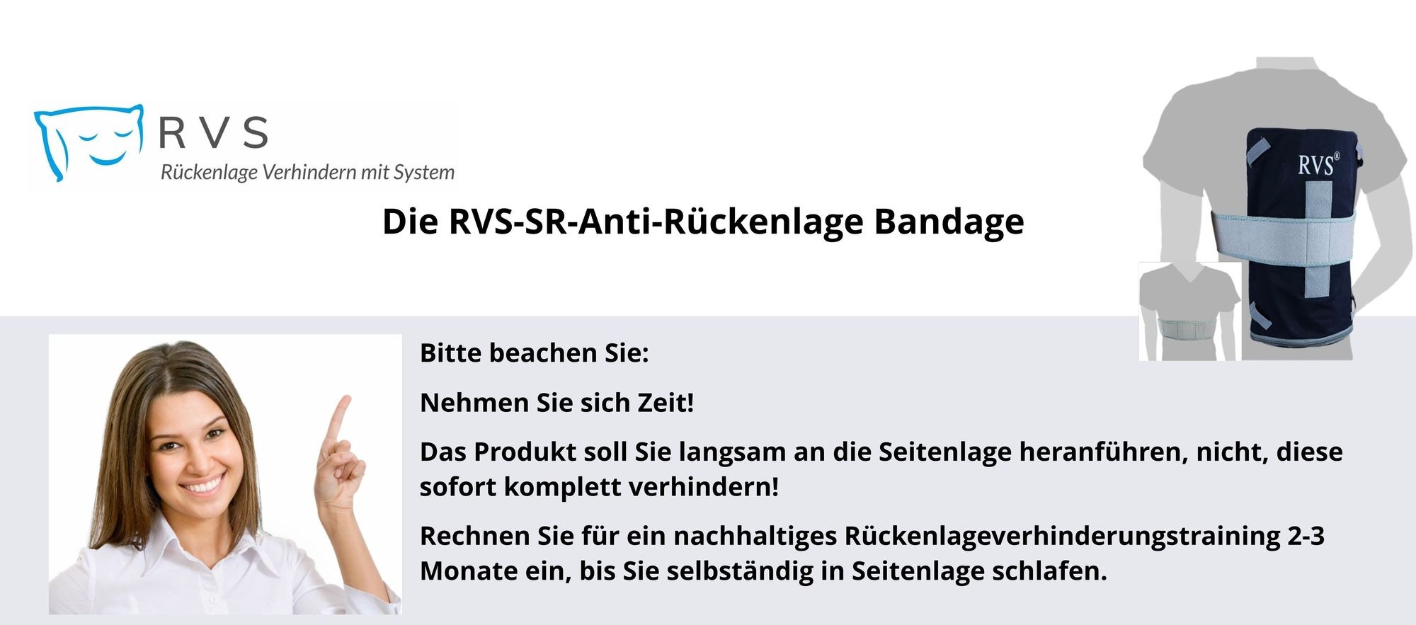 Neu! RVS-SR-Anti-Rückenlage-Bandage mit hochwertigem Lufteinsatz zur Rückenlageverhinderung im Schlaf
