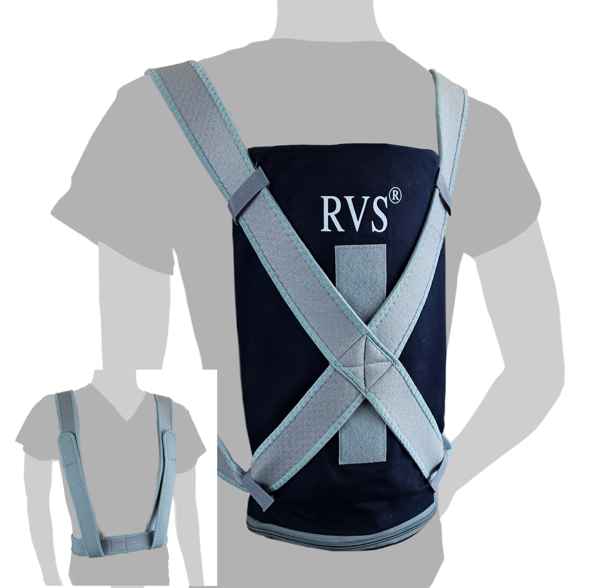 RVS-SR-Vario Rücken-Polster - 3 in 1 - mit Lufteinsatz für ein komfortables, abgestuftes Rückenlage-Verhinderungs-Training