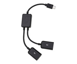 USB Micro naar 2x USB-A OTG adapter