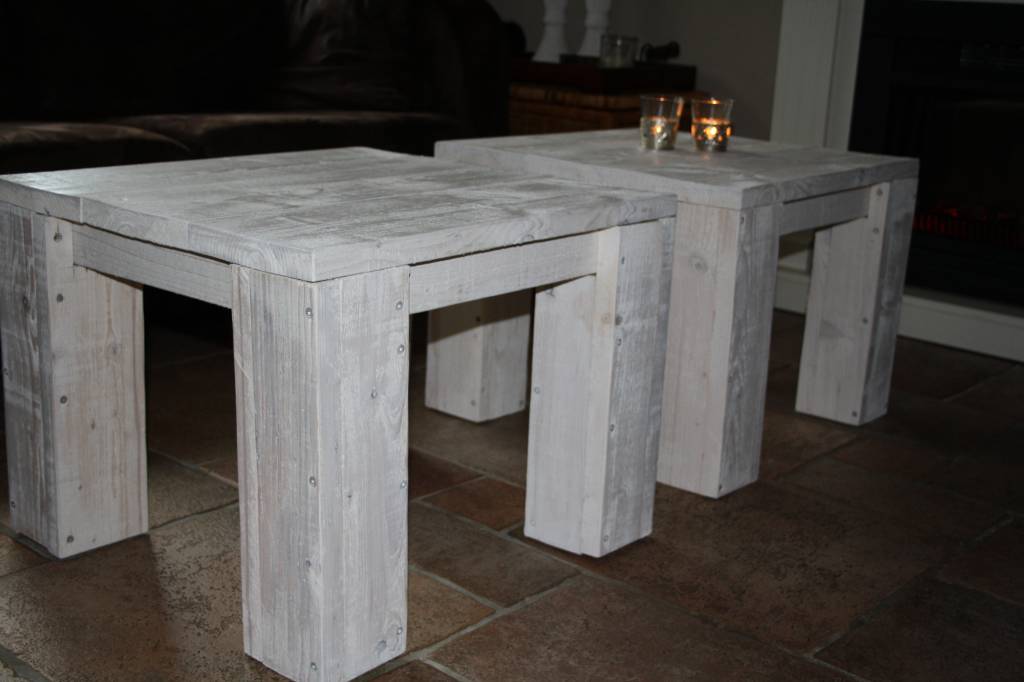 Karis Salontafel van steigerhout in white wash