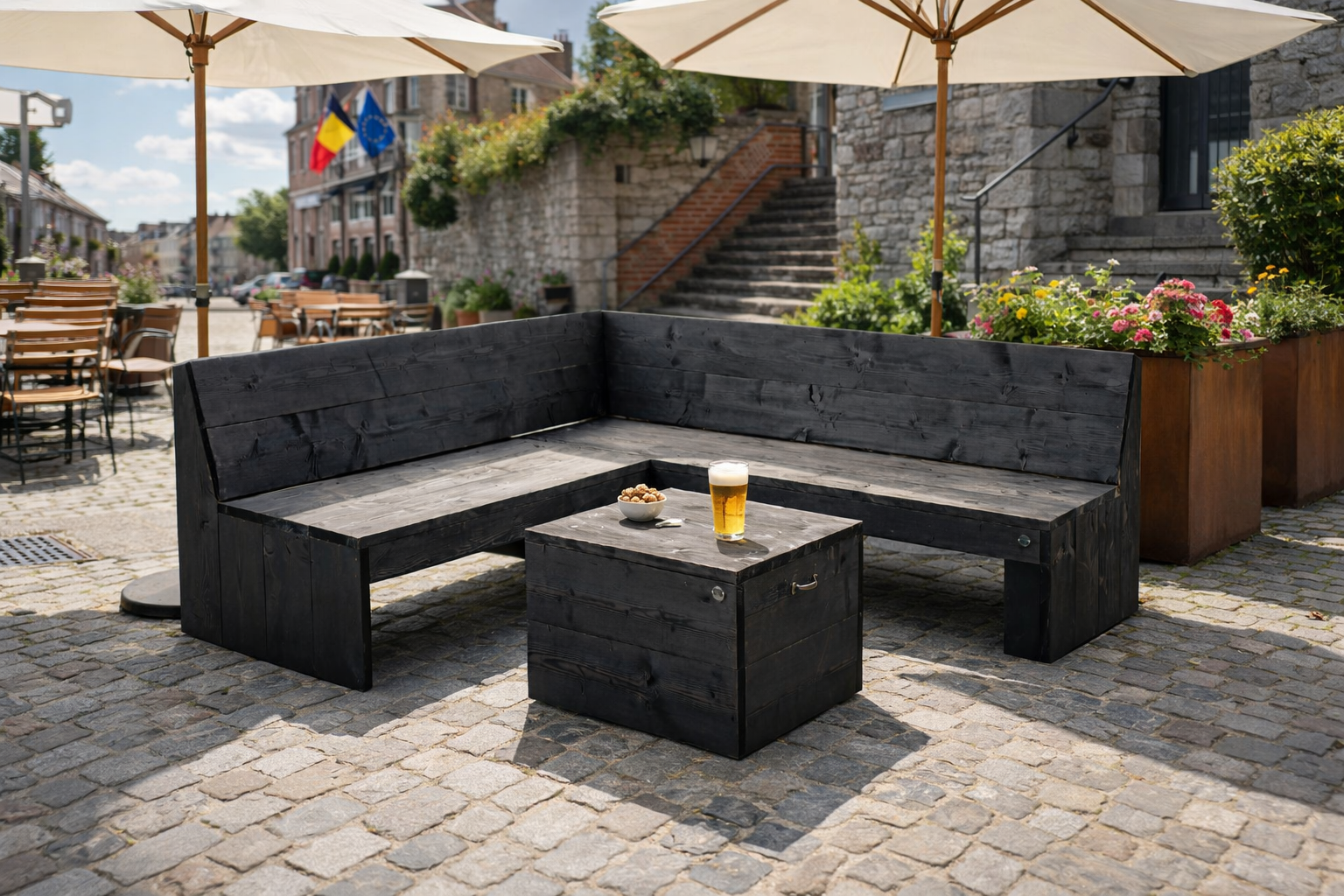 Kenna Hoekbank van steigerhout: Model Kenna