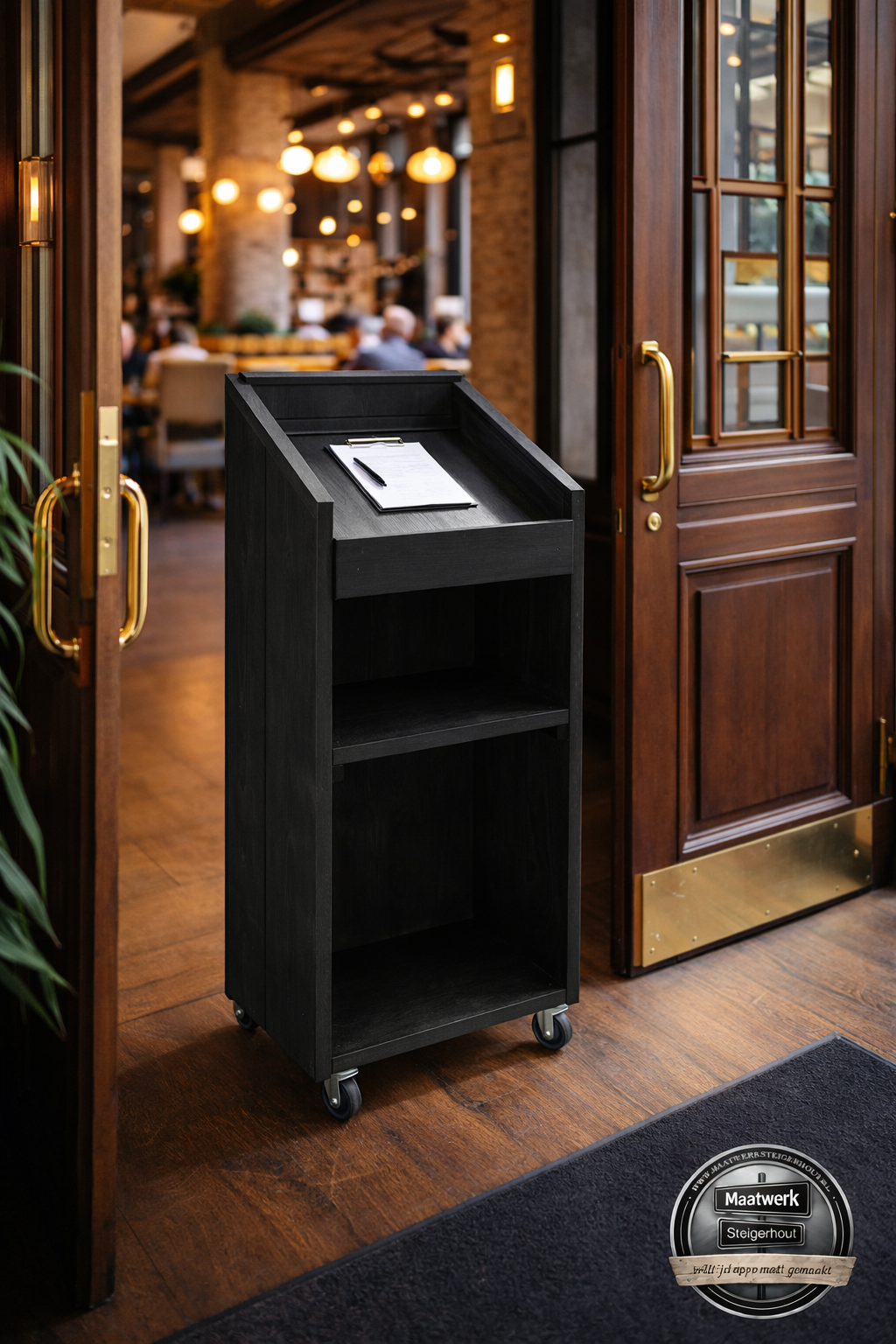 Orator Spreekgestoelte van steigerhout op wielen: Model Orator