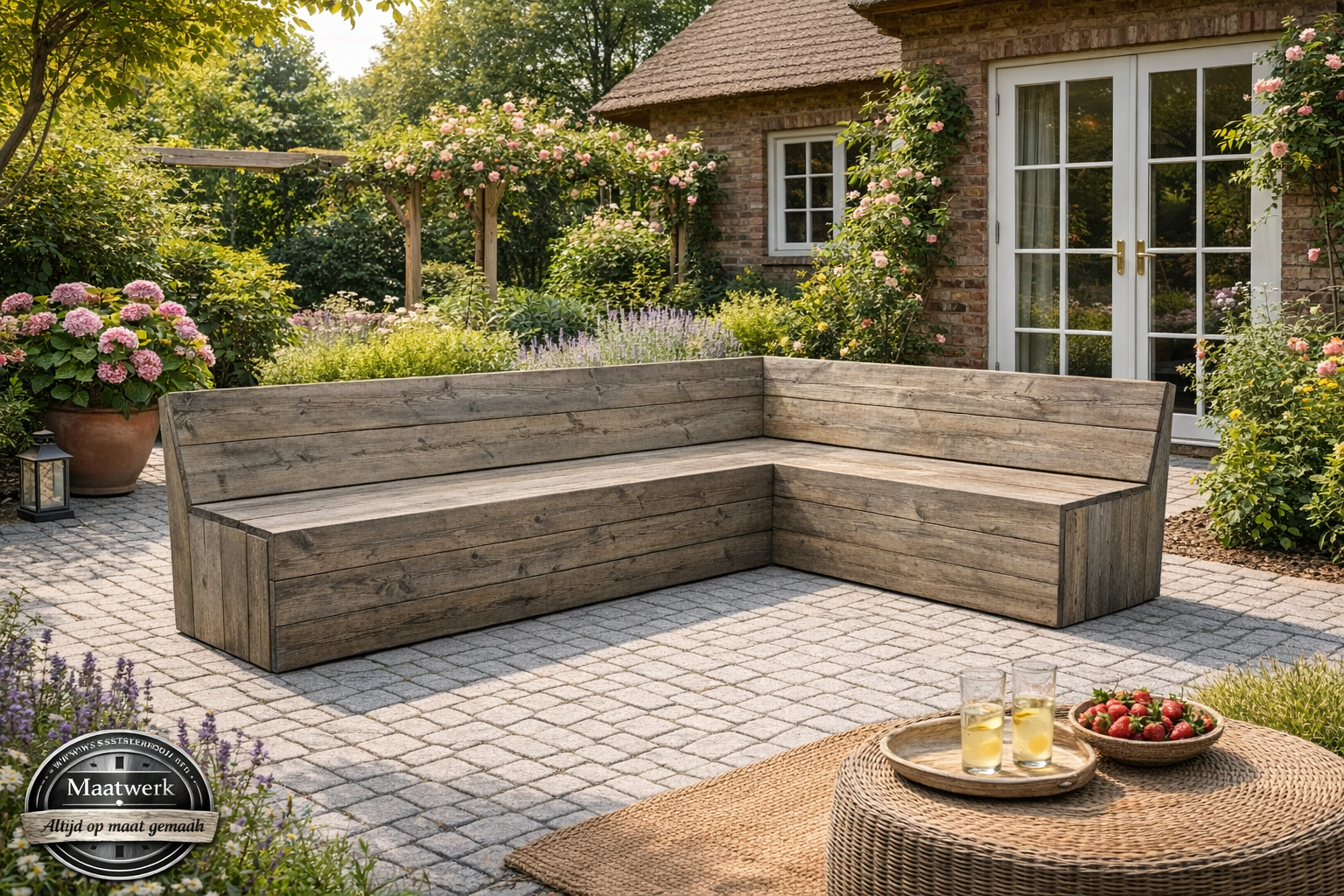 Beth Hoekbank van steigerhout: Model Beth