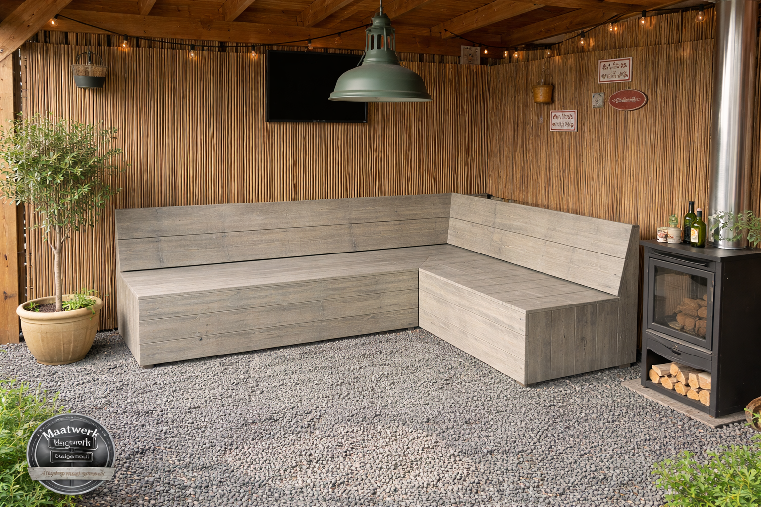 Beth Hoekbank van steigerhout: Model Beth