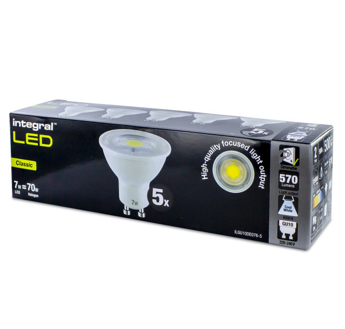 Integral spot LED GU10, dimmable, 1.800 - 2.700 K, 3,6 W, 400 lumens