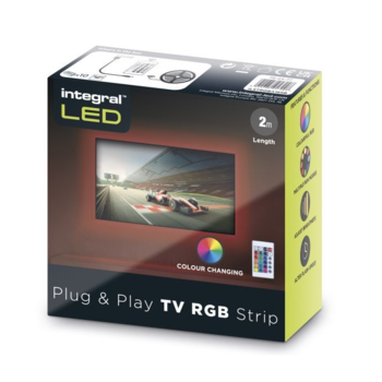 INTEGRAL Bande LED RGB Plug&Play pour derrière TV 2 mètres 1,5W/M 24LED/M 10mm avec USB