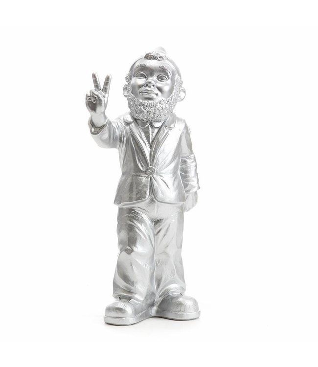 "Victory" Garden Gnome in Silver