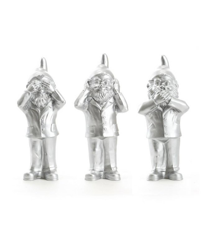 "Hear, See and Speak no evil" Garden Gnmos in Silver