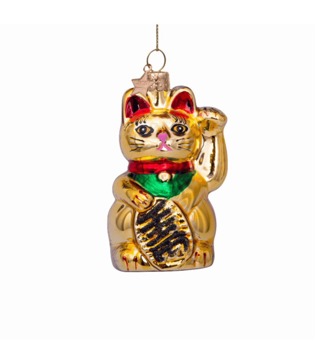 Lucky Cat Christmas Decoration / Gold