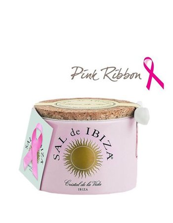 Sal de Ibiza Pink Ribbon Roze Keramische pot Fleur de Sel 150g met lepel