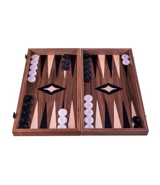 Manopoulos American Oak Walnut Backgammon Spiel - Luxus - 48x26cm Pearl Stones