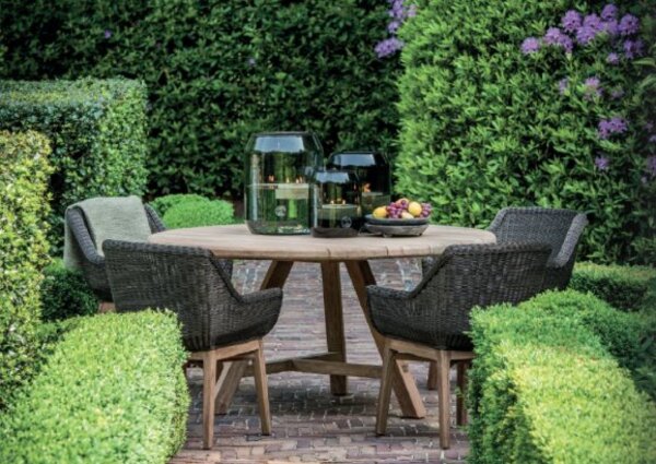 GOMMAIRE Outdoor | Organic Living Poltrona Jacky | Teak Grigio Naturale / Vimini PE Antracite