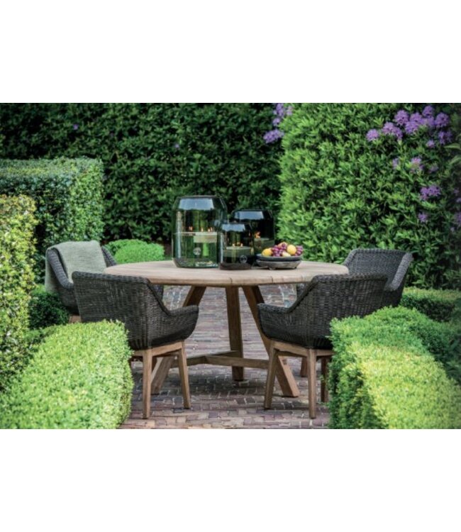 GOMMAIRE Outdoor Meubels | Organic Living Poltrona Jacky | Teak Grigio Naturale / Vimini PE Antracite