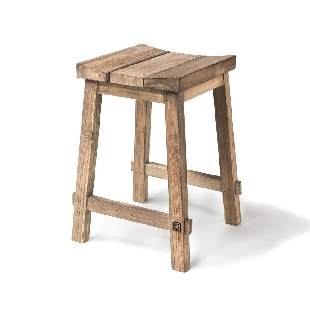 GOMMAIRE Outdoor | Organic Living Bar Stool Alexi | Reclaimed Teak Natural Grey