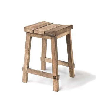 GOMMAIRE Outdoor Meubels | Organic Living Barhocker Alexi | Recyceltes Teakholz, Naturgrau
