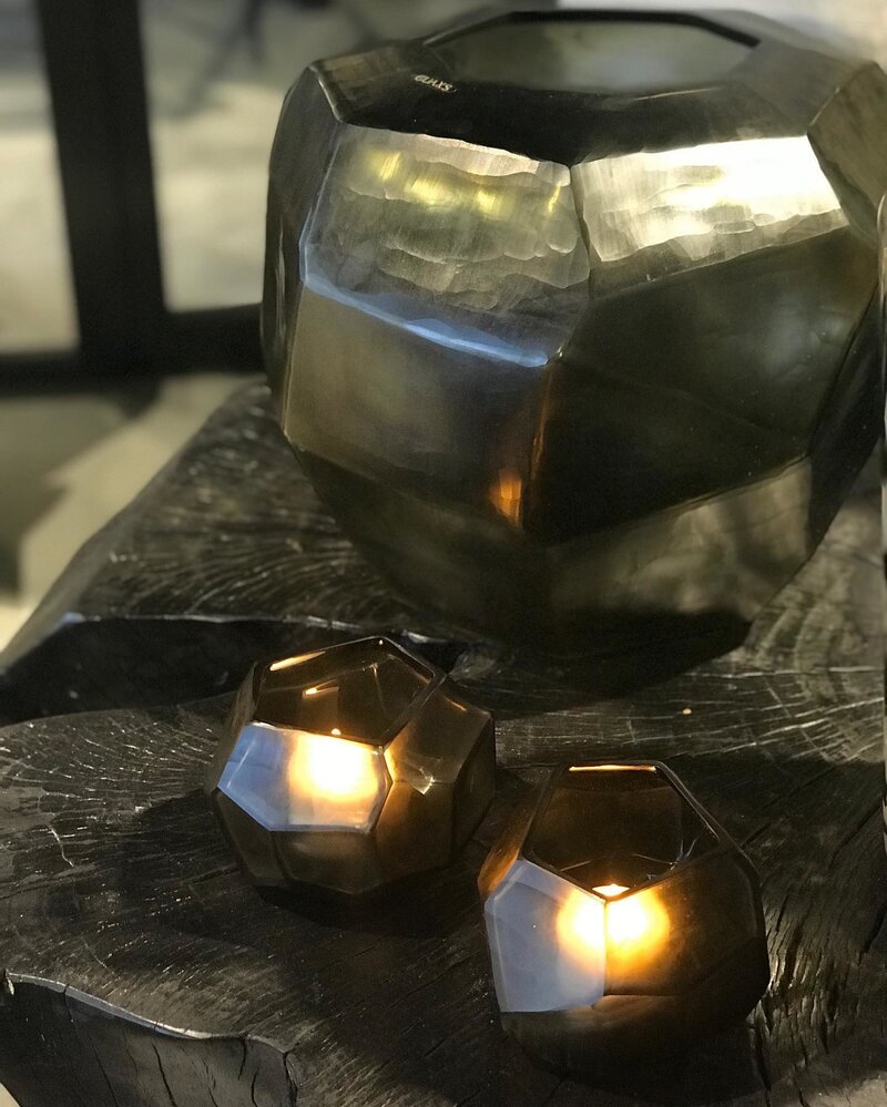 Guaxs Tea light holder Cubistic | Indigo / Smoke grey Guaxs Tea light holder Cubistic | Indigo / Smoke grey