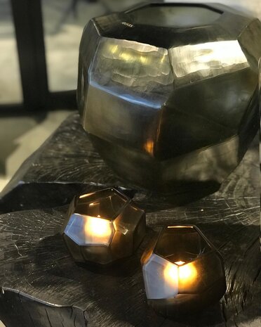 Guaxs Tea light holder Cubistic | Indigo / Smoke grey Guaxs Tea light holder Cubistic | Indigo / Smoke grey