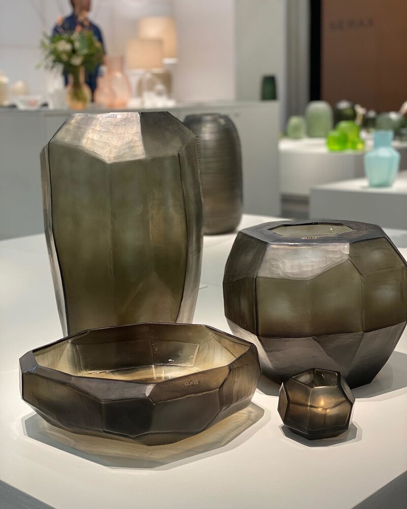 Guaxs Vase kubistisch rund | Indigo / Rauchgrau Guaxs Vase kubistisch rund | Indigo / Rauchgrau