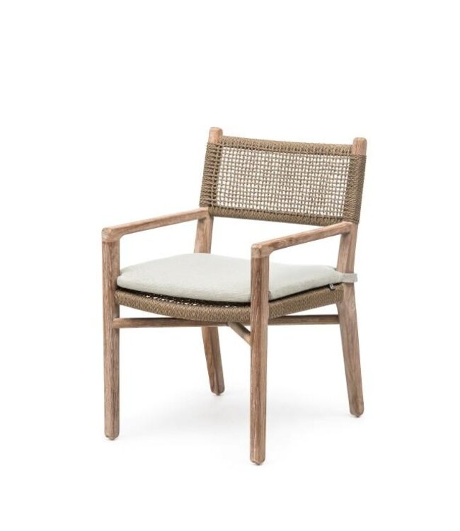 GOMMAIRE Outdoor Meubels | Organic Living Sessel Fiona | Teakholz Naturgrau / PE-Geflecht Antikgrün
