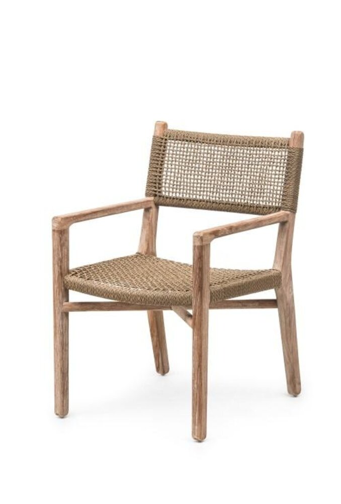 GOMMAIRE Outdoor | Organic Living Fauteuil Fiona | Teck gris naturel / Osier PE Antique Weed