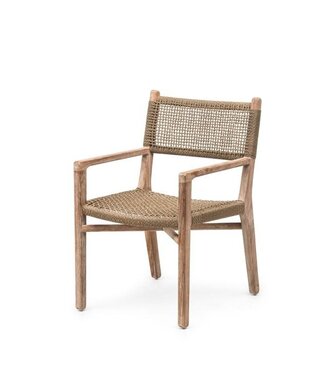 GOMMAIRE Outdoor Meubels | Organic Living Sessel Fiona | Teakholz Naturgrau / PE-Geflecht Antikgrün