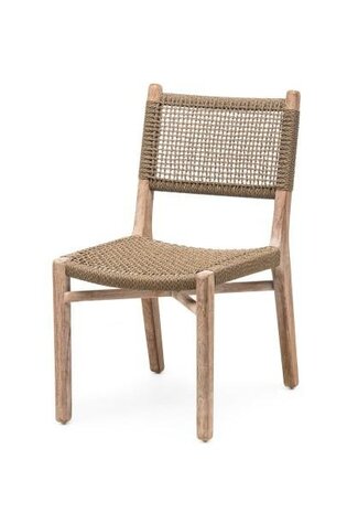 GOMMAIRE Outdoor | Organic Living Silla Fiona | Teca gris natural / Mimbre sintético color verde antiguo