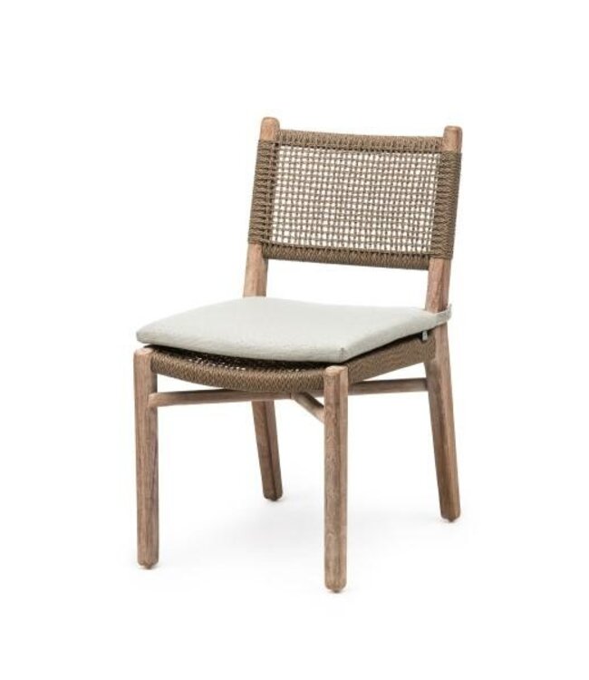 GOMMAIRE Outdoor Meubels | Organic Living Chair Fiona | Teak Natural Grey / PE Wicker Antique Weed