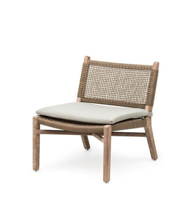 GOMMAIRE Outdoor Meubels | Organic Living Poltrona Fiona | Teak Grigio Naturale / Vimini PE Antique Weed