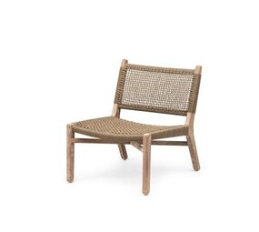 GOMMAIRE Outdoor | Organic Living Sessel Fiona | Teakholz Naturgrau / PE-Geflecht Antikgrün