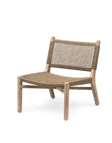 GOMMAIRE Outdoor | Organic Living Easy Chair Fiona | Teak Natural Gray / PE Wicker Antique Weed