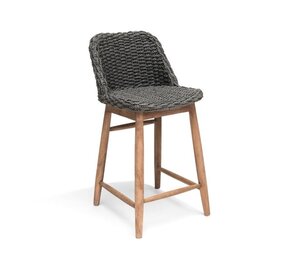 GOMMAIRE - Organic Living - Design Furniture Silla de bar Siena | Reclaimed Teak Gris natural / PE Mimbre Carbón vegetal GOMMAIRE - Organic Living - Design Furniture Silla de bar Siena | Reclaimed Teak Gris natural / PE Mimbre Carbón vegetal